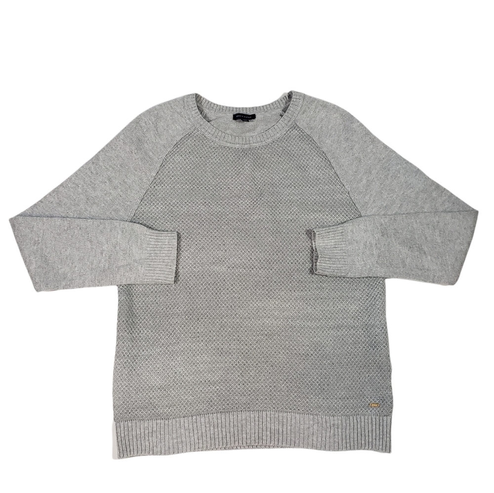 Tommy Hilfiger Light Gray Wool Blend Sweater Size Large Raglan Sleeve Semi-Sheer - Picture 4 of 12